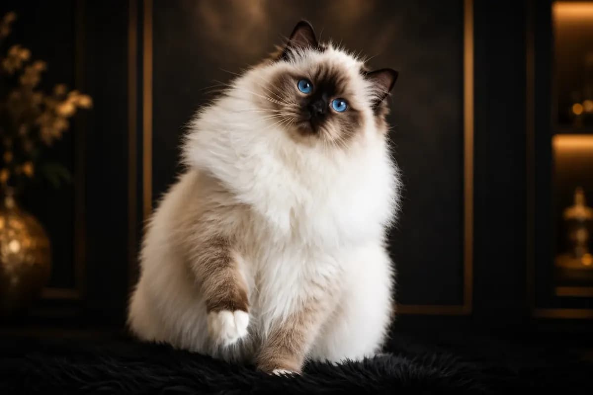 Himalayan cat in a premium studio portrait
