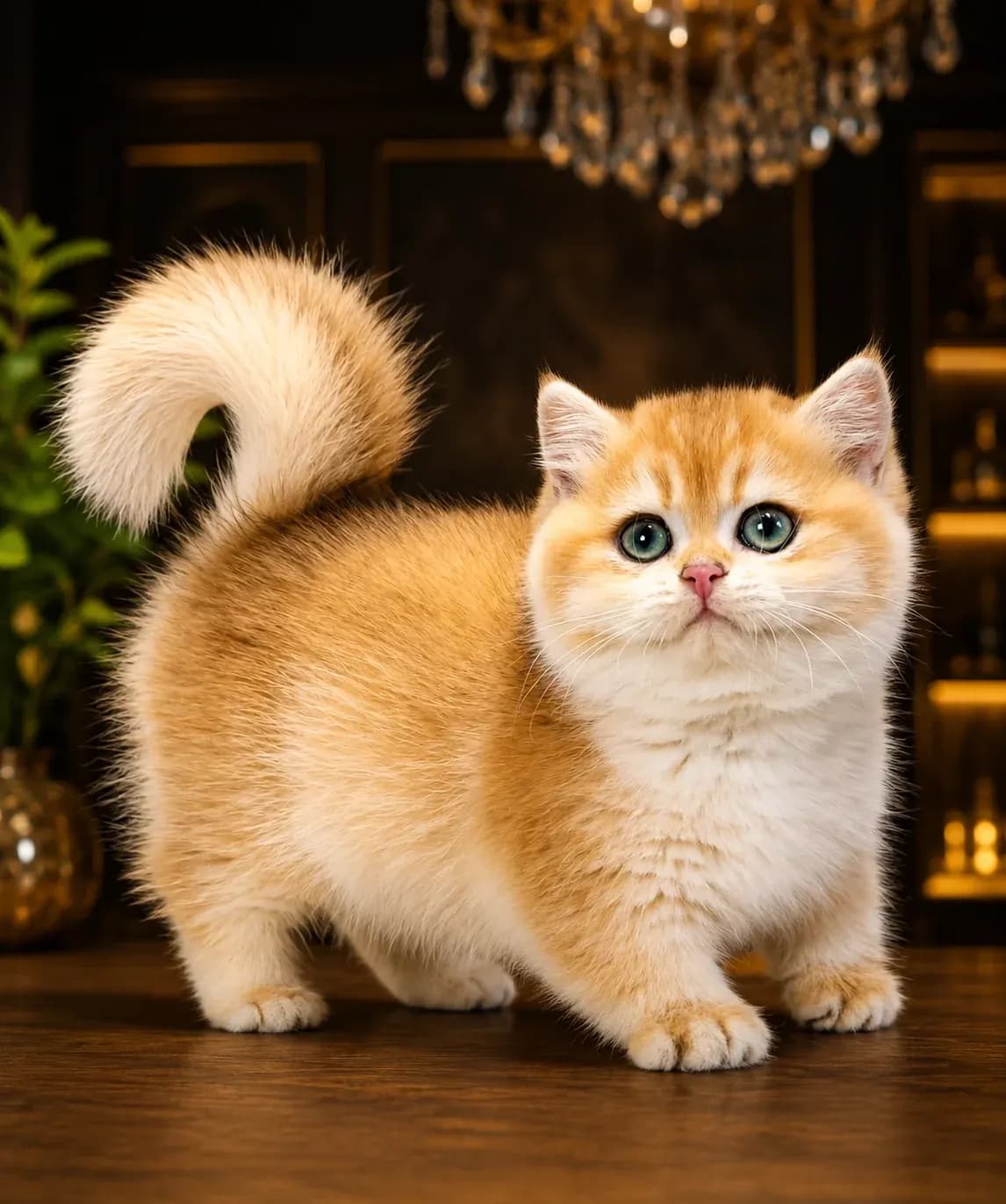 Munchkin cat in a premium studio portrait