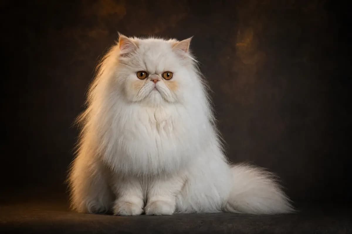 Seated Persian cat showing luxurious coat and rounded silhouette