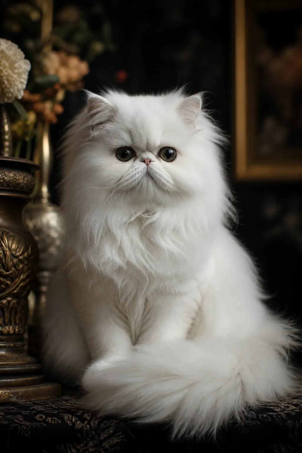 Luna, a Persian kitten, in a calm seated portrait