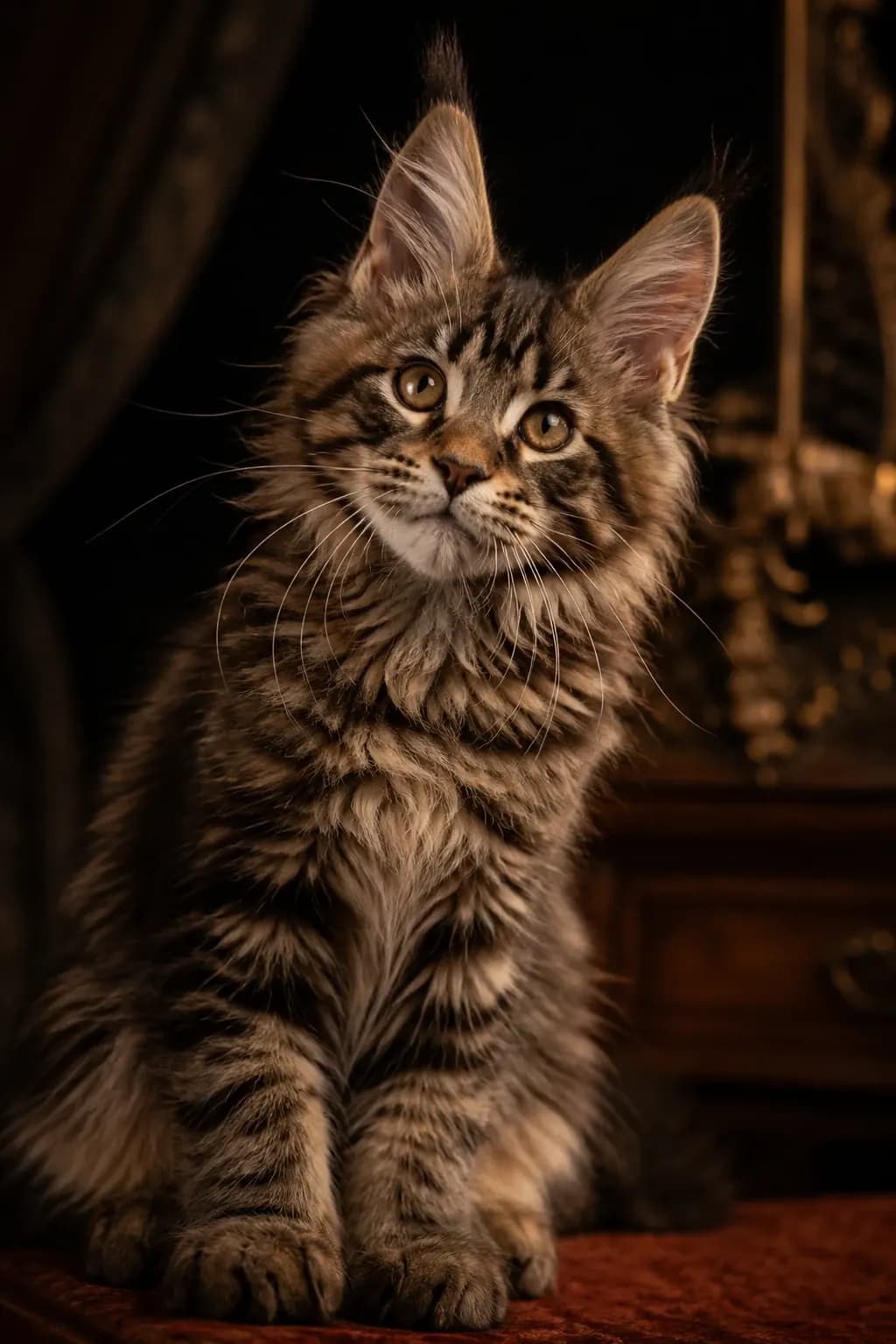 Orion, a Maine Coon, in a premium portrait at the cattery