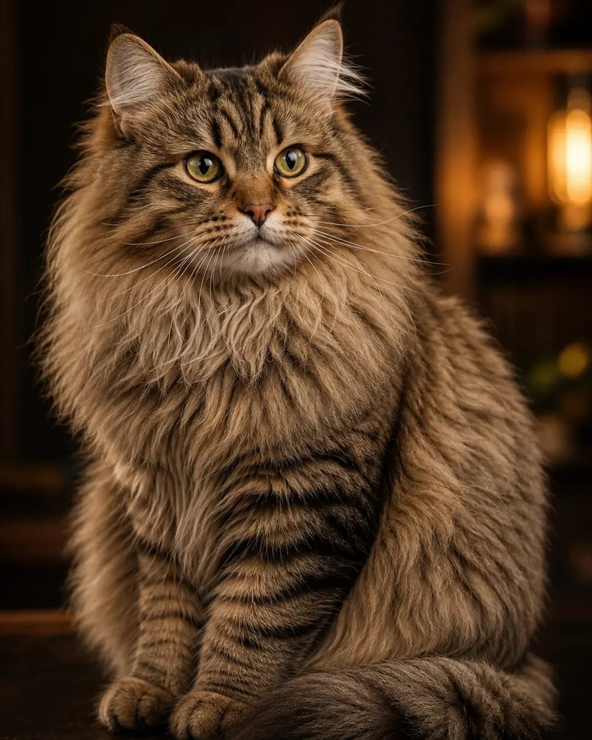 Siberian cat in a premium portrait — thick ruffed coat, sturdy build and expressive eyes